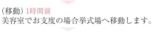 （移動）1時間前 美容室でお支度の場合挙式場へ移動します。