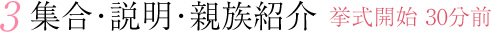 集合･説明･親族紹介 挙式開始 30分前