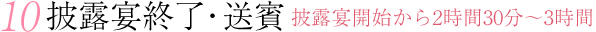 披露宴終了・送賓 披露宴開始から2時間30分～3時間